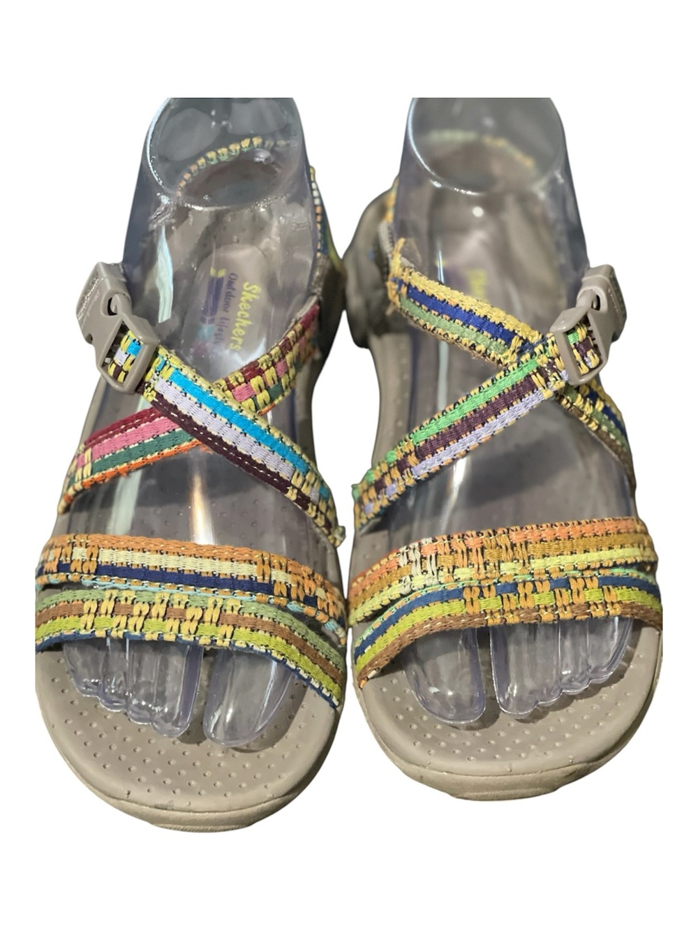 Skechers Women's Multicolor Woven Strap Sandals - Beige Sole
